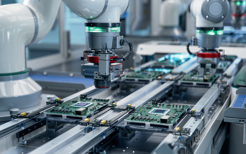 [Translate to Englisch:] Automatische optische Prüfung von Leiterplatten in der Serienproduktion