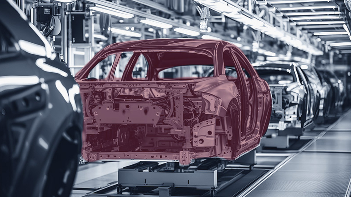 Autokarrosserie in der Fertigungsstraße