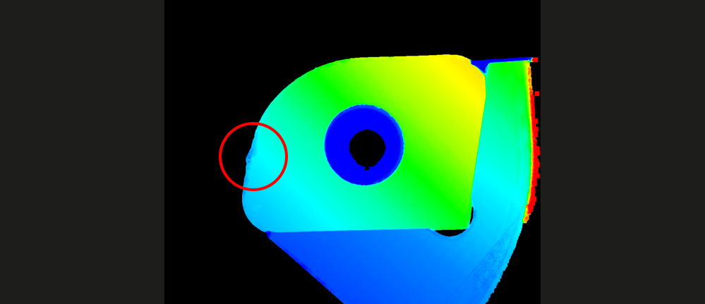 3D scan indexable insert NOK1, before 3D plane fitting, edge error small